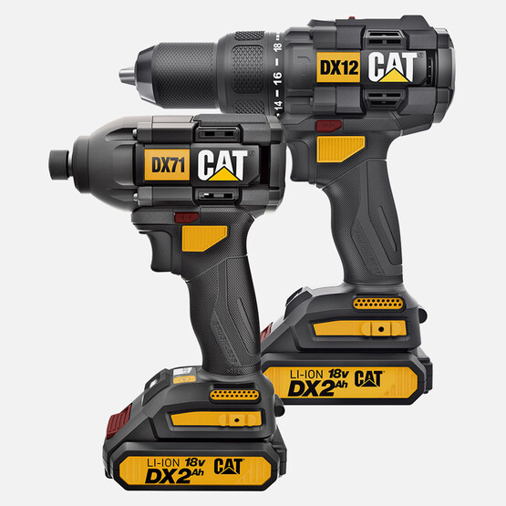 CAT DX12K 18 V 2 Ah Çift Akülü Li-ion Darbeli Profesyonel Akülü Matkap ve Vidalama + DX71 Kömürsüz Darbeli Tornavida Kom