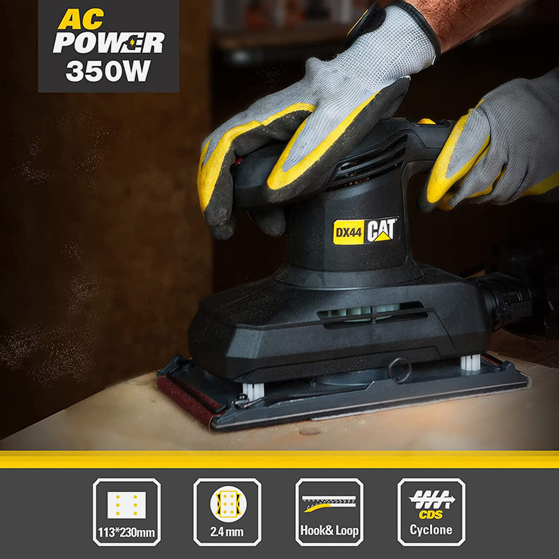    CAT DX44 350Watt Profesyonel Devir Ayarlı Titreşimli Zımpara  