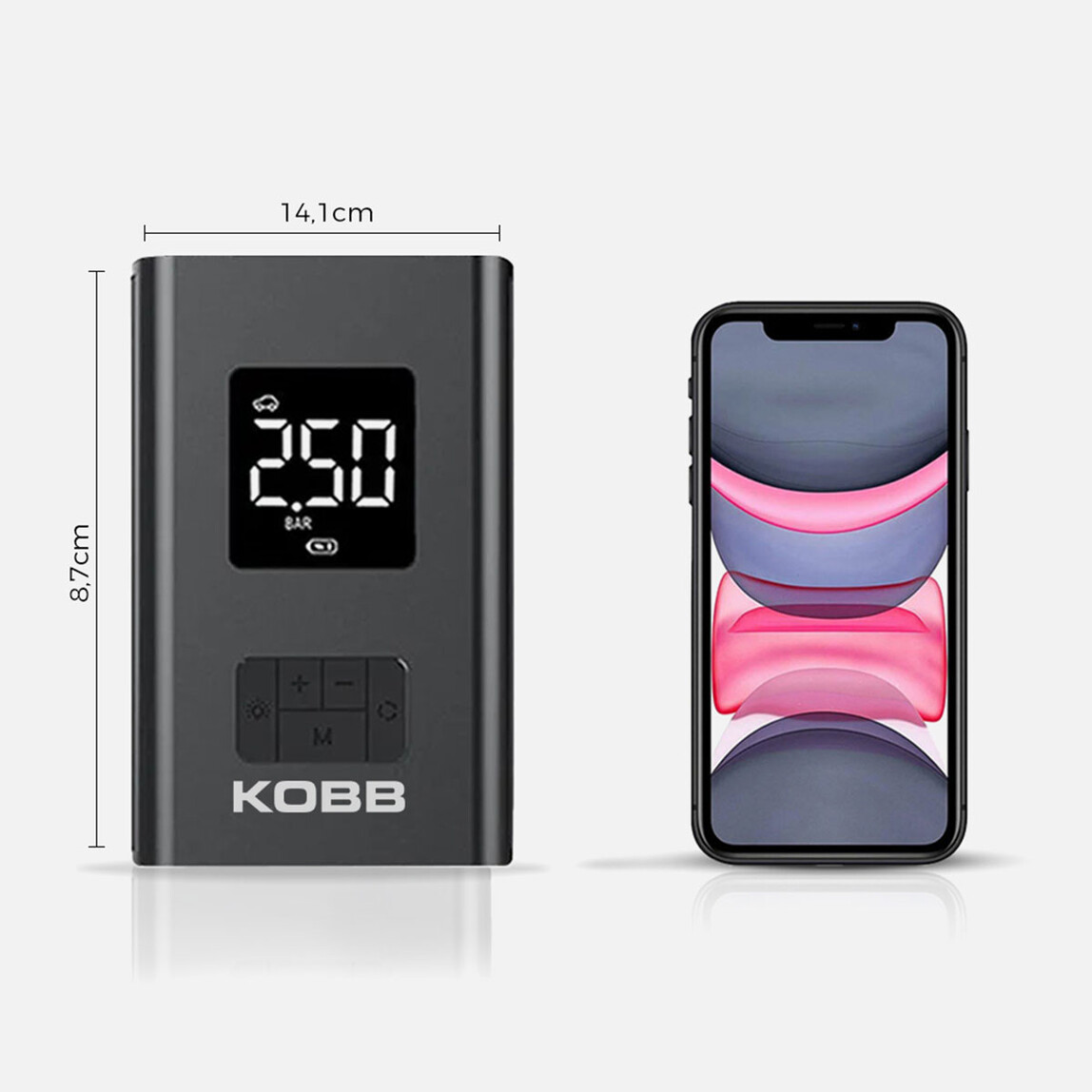    KOBB KB425 12V / Şarjlı Li-ion 150 PSI Dijital Göstergeli Akıllı Lastik Şişirme Pompası+ Powerbank + SOS + Led Lamba 