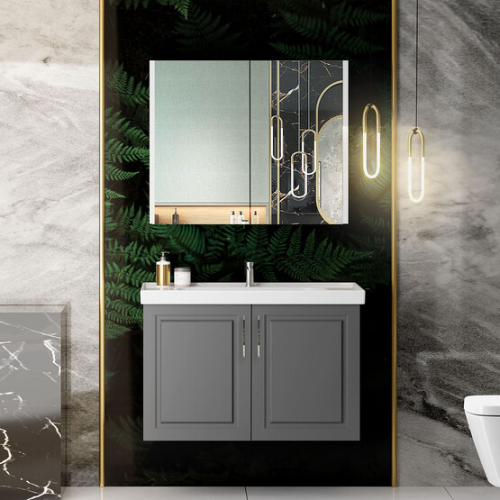 Karen Banyo Arin Aynalı 80 cm Takım Banyo Dolabı Antrasit
