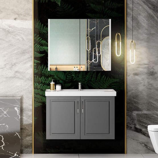 Karen Banyo Arin Aynalı 60 cm Takım Banyo Dolabı Antrasit