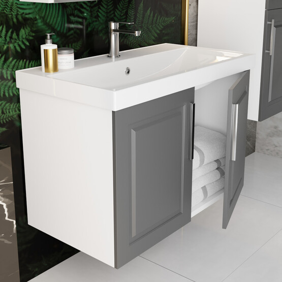 Karen Banyo Arin Aynalı 60 cm Takım Banyo Dolabı Antrasit