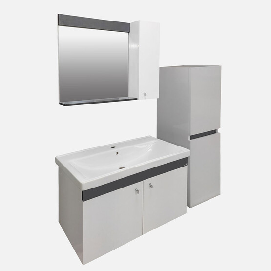 Karen Banyo New Bahar Aynalı 80 cm Takım Banyo Dolabı Beyaz