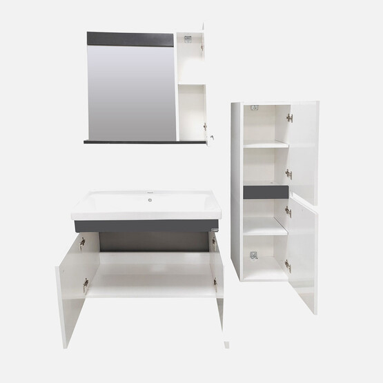 Karen Banyo New Bahar Aynalı 80 cm Takım Banyo Dolabı Beyaz