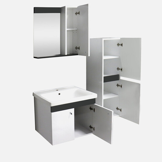 Karen Banyo New Bahar Aynalı 60 cm Takım Banyo Dolabı Beyaz
