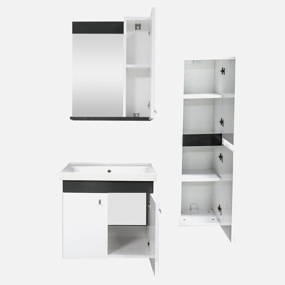 Karen Banyo New Bahar Aynalı 60 cm Takım Banyo Dolabı Beyaz