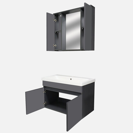 Karen Banyo Arya Aynalı 80 cm Takım Banyo Dolabı Antrasit