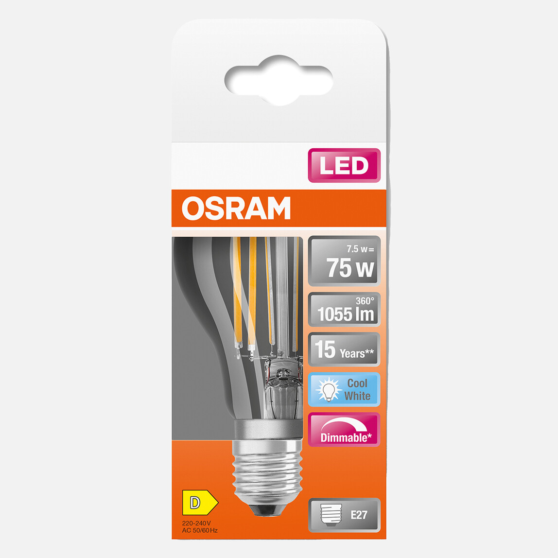    Ledscla75D FIL E 7.5 W Beyaz 4000K Dimmerli E27 LED Ampul 