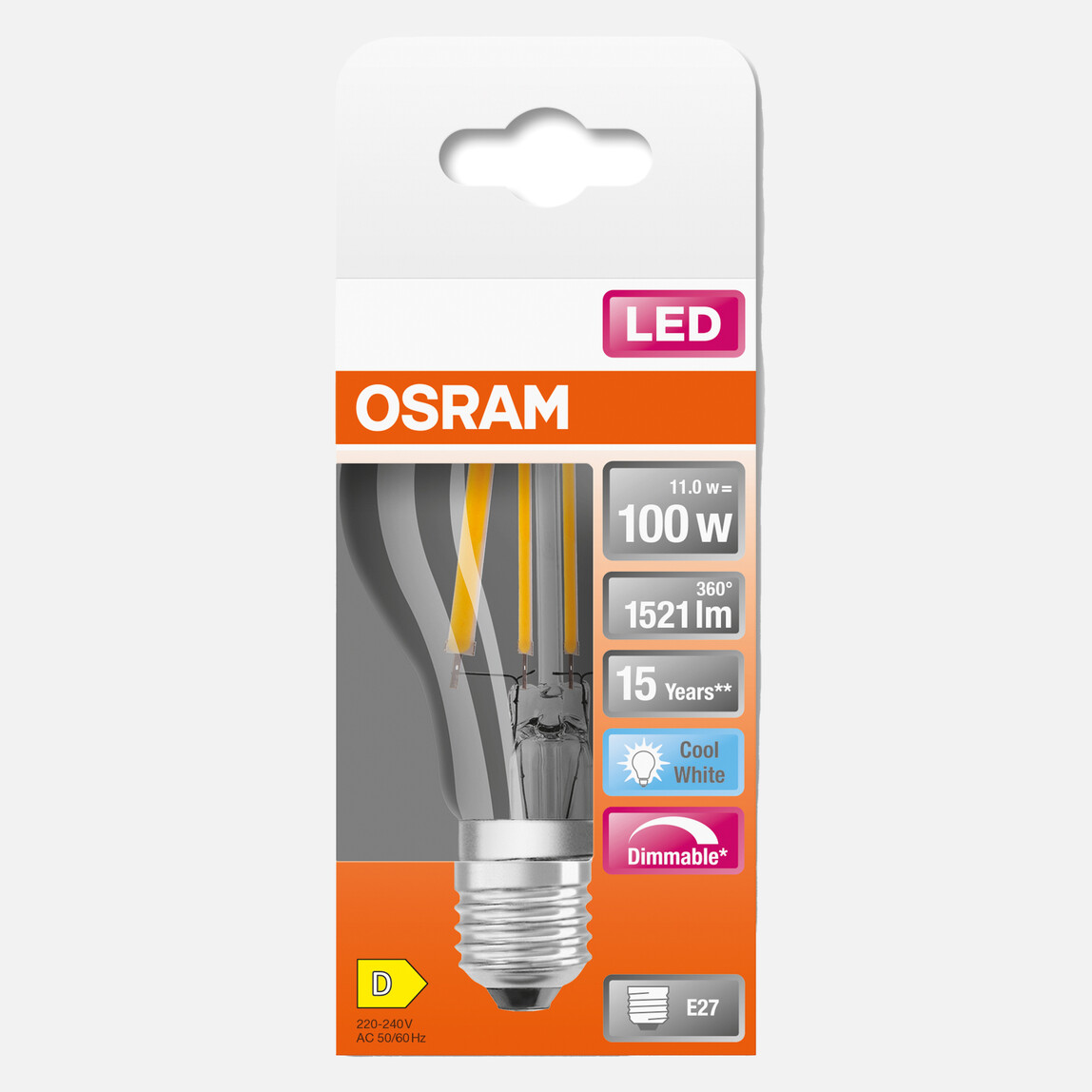    Ledscla100D FIL E 11 W Beyaz 4000K Dimmerli E27 LED Ampul 