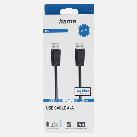 Hama USB 2.0 A Fiş - A Fiş Siyah 1,5m 