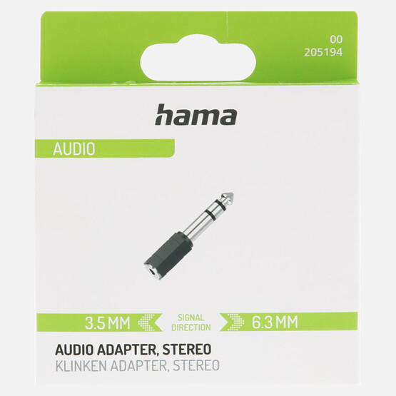Hama Ses Adaptörü 6.5mm Stereo Fiş - 3.5mm Soket Stereo Siyah 