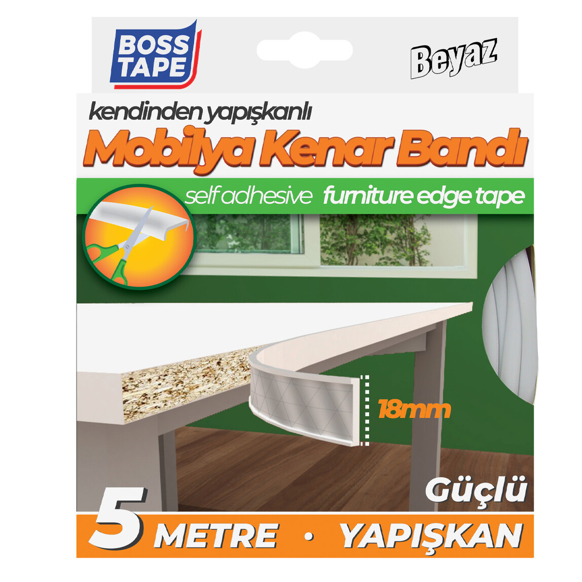    Masa Kenar Koruma Bandı Beyaz 18mmX5mt  