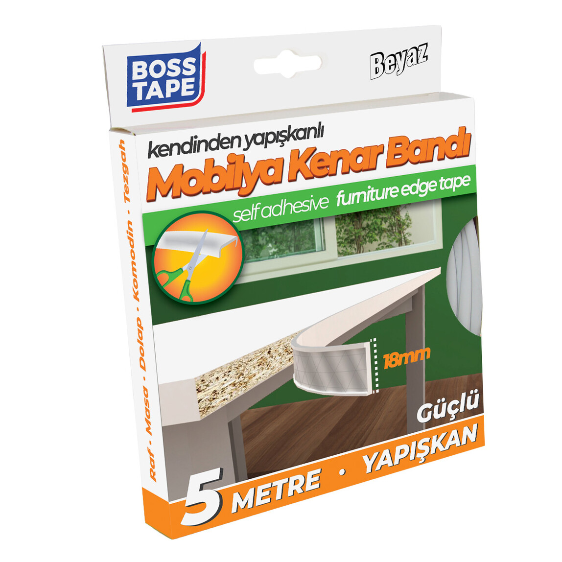    Masa Kenar Koruma Bandı Beyaz 18mmX5mt  