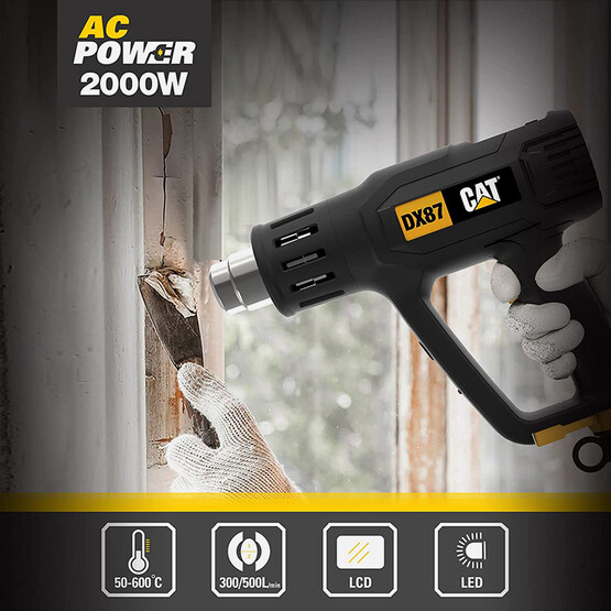 CAT DX87 2000Watt Dijital Göstergeli Profesyonel Sıcak Hava Tabancası + 5 Adet Aksesuar 