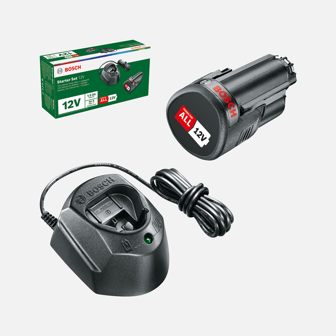    Bosch 12V Akü Başlangıç Seti (1.5 Ah, Tek Akü + GAL1210CV)  