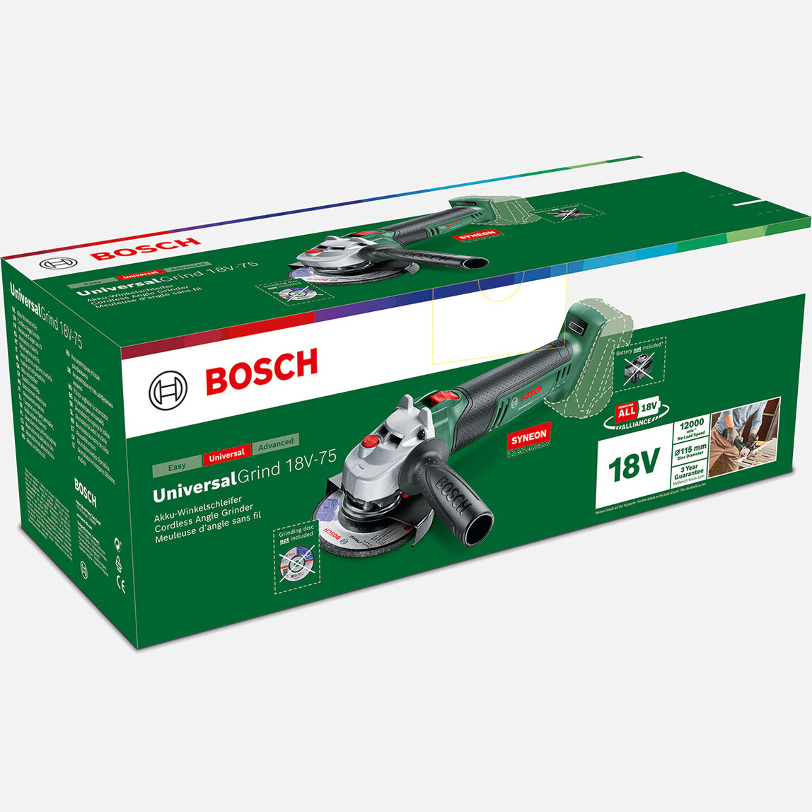    Bosch Universal Grind 18V-75 Akülü Taşlama Makinesi (115 mm, Karton kutu, Solo)  