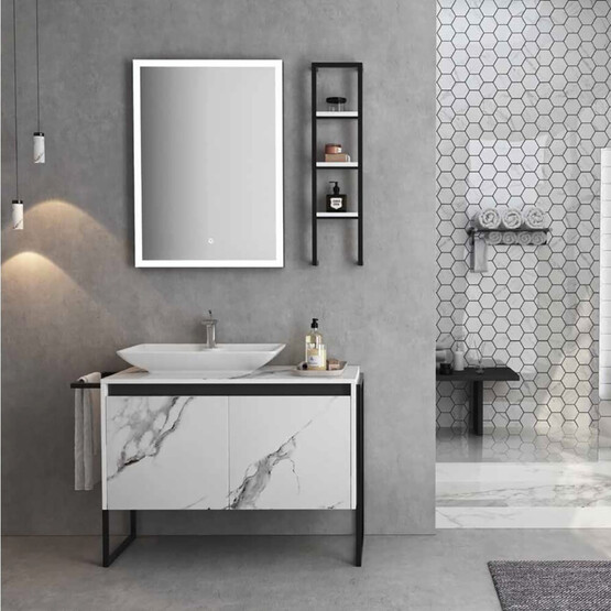 Gold Banyo Olina Aynalı 120 cm Takım Banyo Dolabı Beyaz