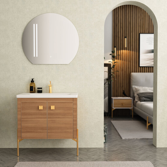 Gold Banyo Ocean Aynalı 80 cm Takım Banyo Dolabı Ceviz