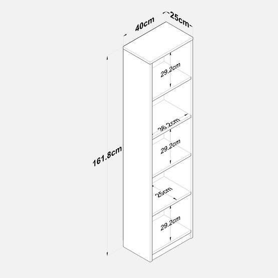 Lar Modüler Antrasit Kitaplık 25x40x162 cm 