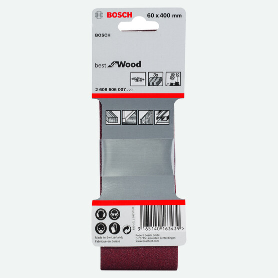 Bosch Dıy Zımpara 60x400 mm K60/80/100 Deliksiz 3'lü