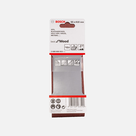Bosch Dıy Zımpara 65x410 mm K60/80/100 Deliksiz 3'lü