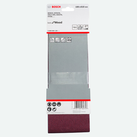 Bosch Dıy 100x610 mm K220 Deliksiz 3'lü Zımpara