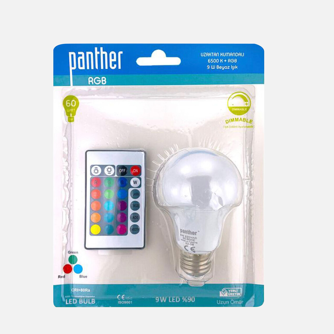    Panther 9 W Renkli E27 LED Ampul 