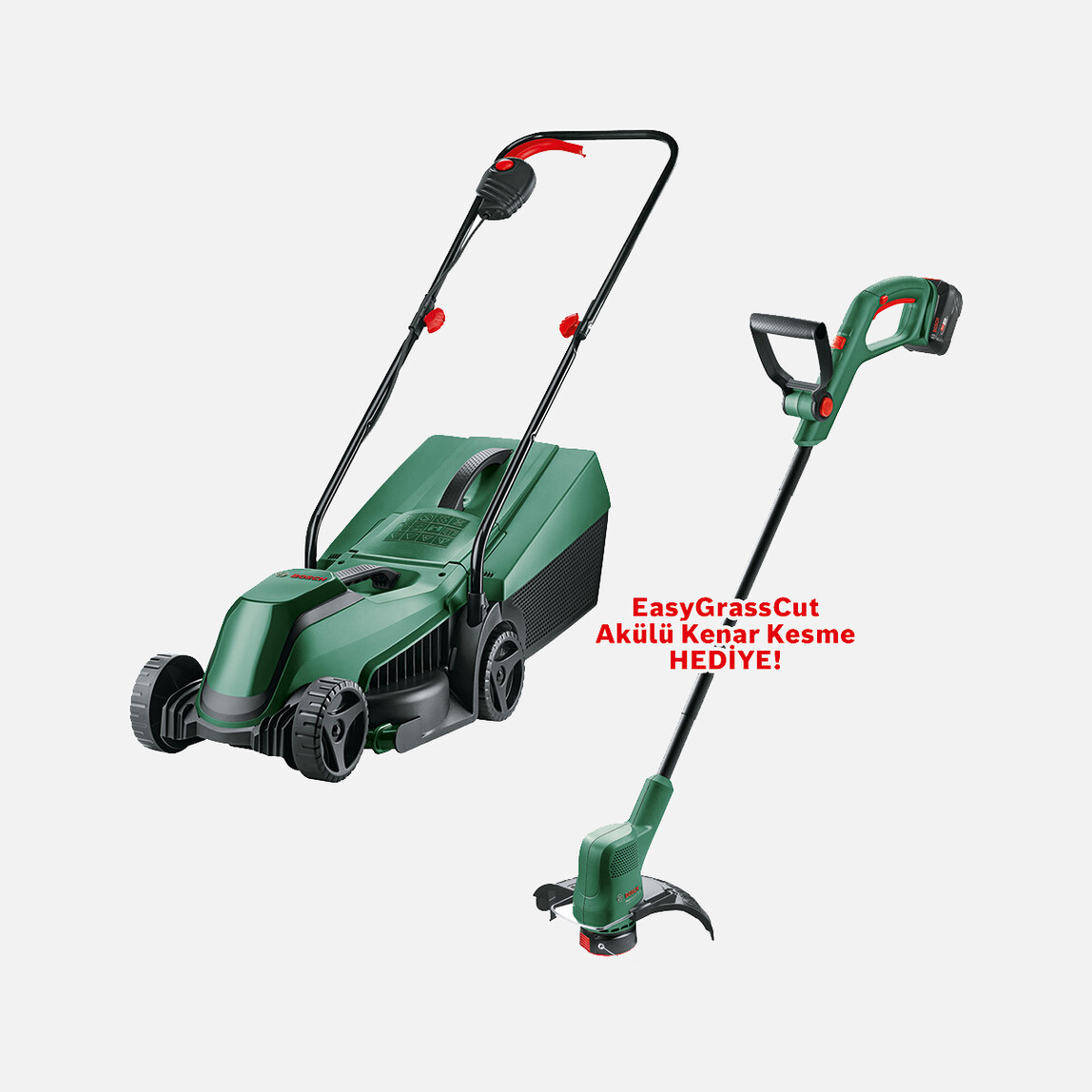    Bosch EasyMower+EasyGrassCut Set 18V Akülü Çim Biçme Makinesi 