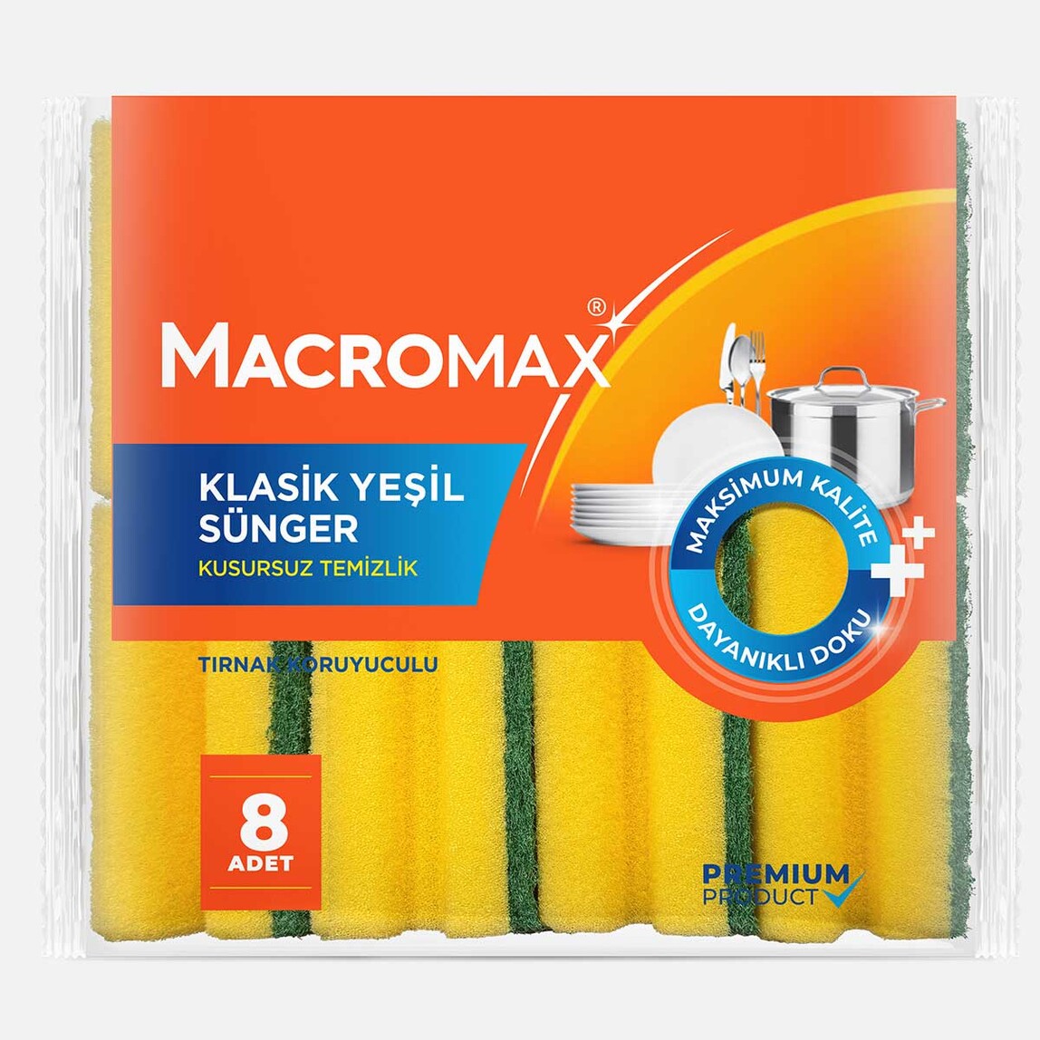    Macromax Klasik Yeşil Oluklu Sünger  