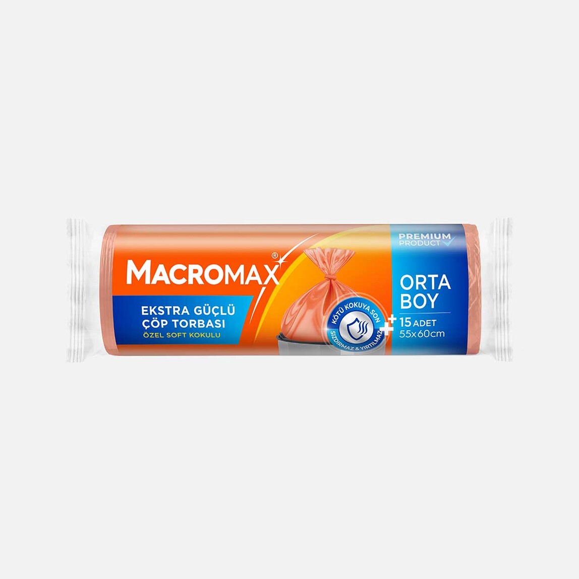    Macromax Extra Güçlü Çöp Torbası Orta Boy 15 Adet  