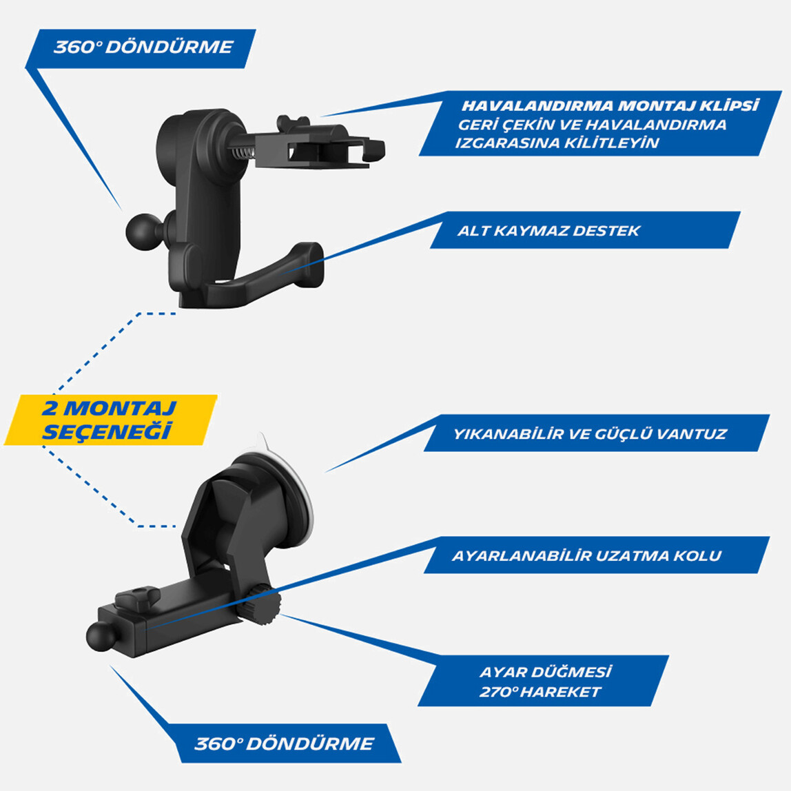    Michelin MC33368 Wireless Telefon Şarj Cihazı ve Dokunmatik Akıllı Telefon Tutucu  