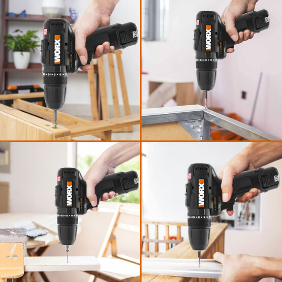 Worx WX121 12Volt/2.0Ah Li-ion Çift Akülü Kömürsüz Profesyonel Şarjlı Darbeli Matkap (5 Parça Aksesuarlı)