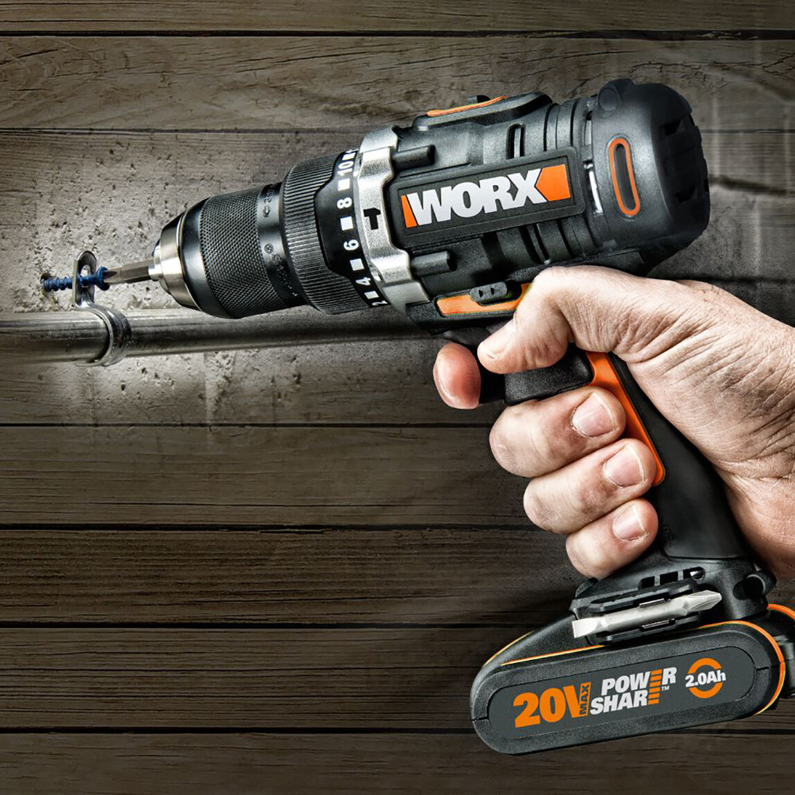    Worx WX352.9 20Volt Kömürsüz Profesyonel Şarjlı Darbeli Matkap (Akü Dahil Değildir)  