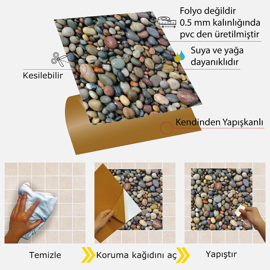 Tink Pvc Karo Çakıl Taşı Desen 30 x 30 cm