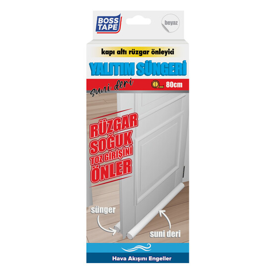 Boss Tape Kapı Altı Yalıtım Süngeri Suni Deri Beyaz 80 cm
