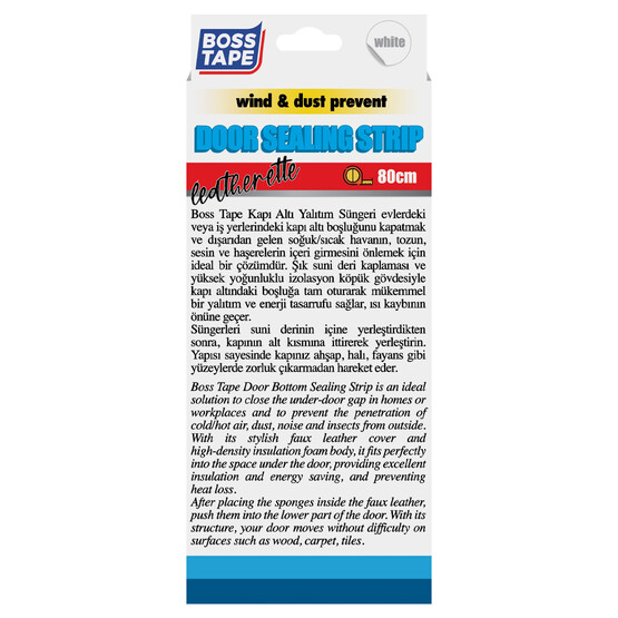 Boss Tape Kapı Altı Yalıtım Süngeri Suni Deri Beyaz 80 cm