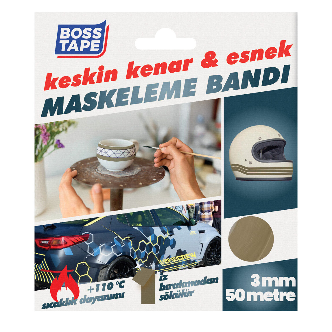    Maskeleme Bandı Keskin Kenar Bükülebilir 3mm*50mm  