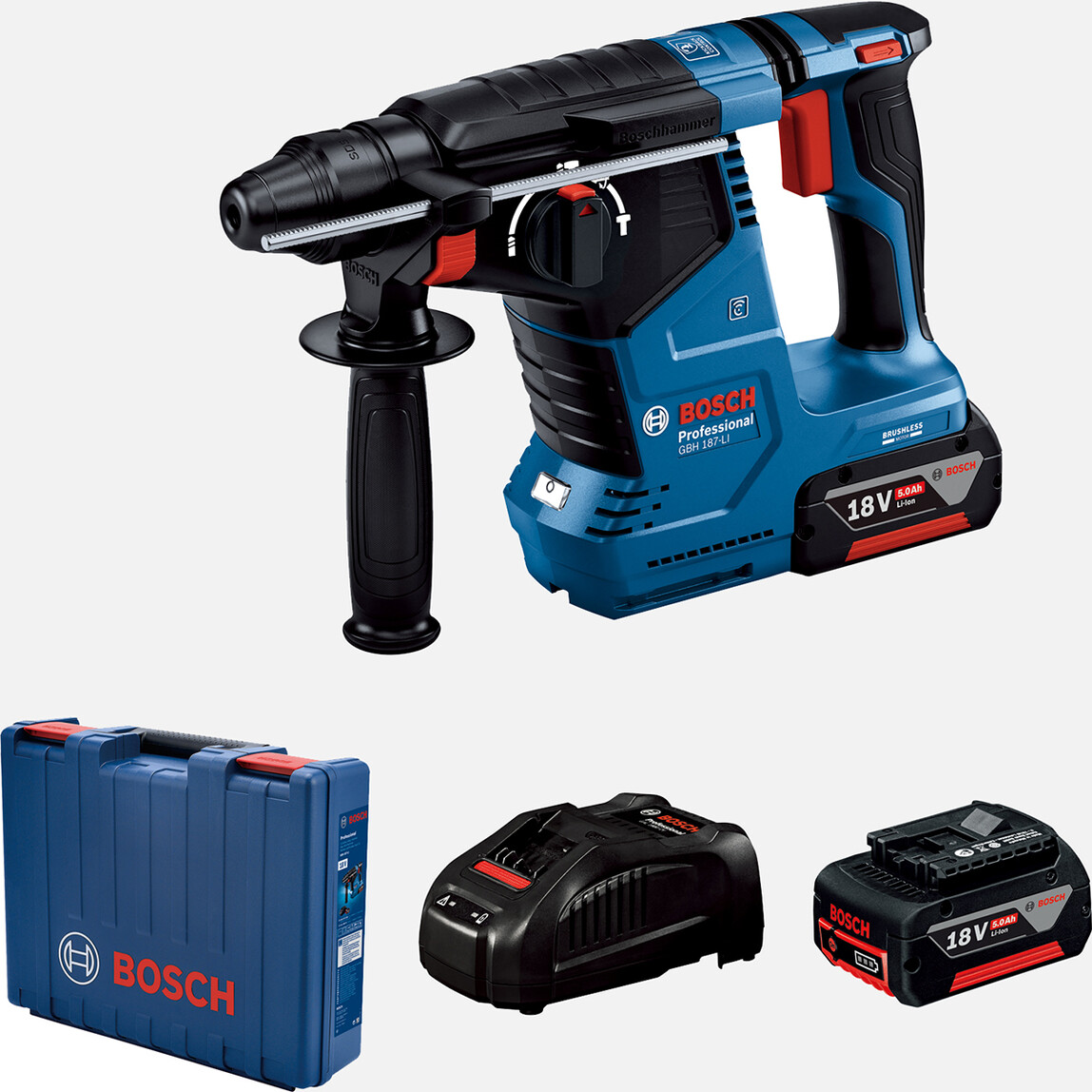    Bosch GBH 187-LI One Chuck 2x5.0 Ah. GAL 1880 Akülü Kırıcı Delici  