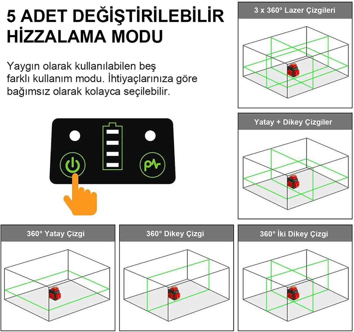    KOBB KBL34G 40 Metre Yeşil Çapraz Çizgi Lazer Distomat  