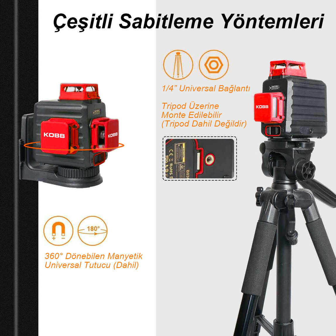    KOBB KBL34G 40 Metre Yeşil Çapraz Çizgi Lazer Distomat  