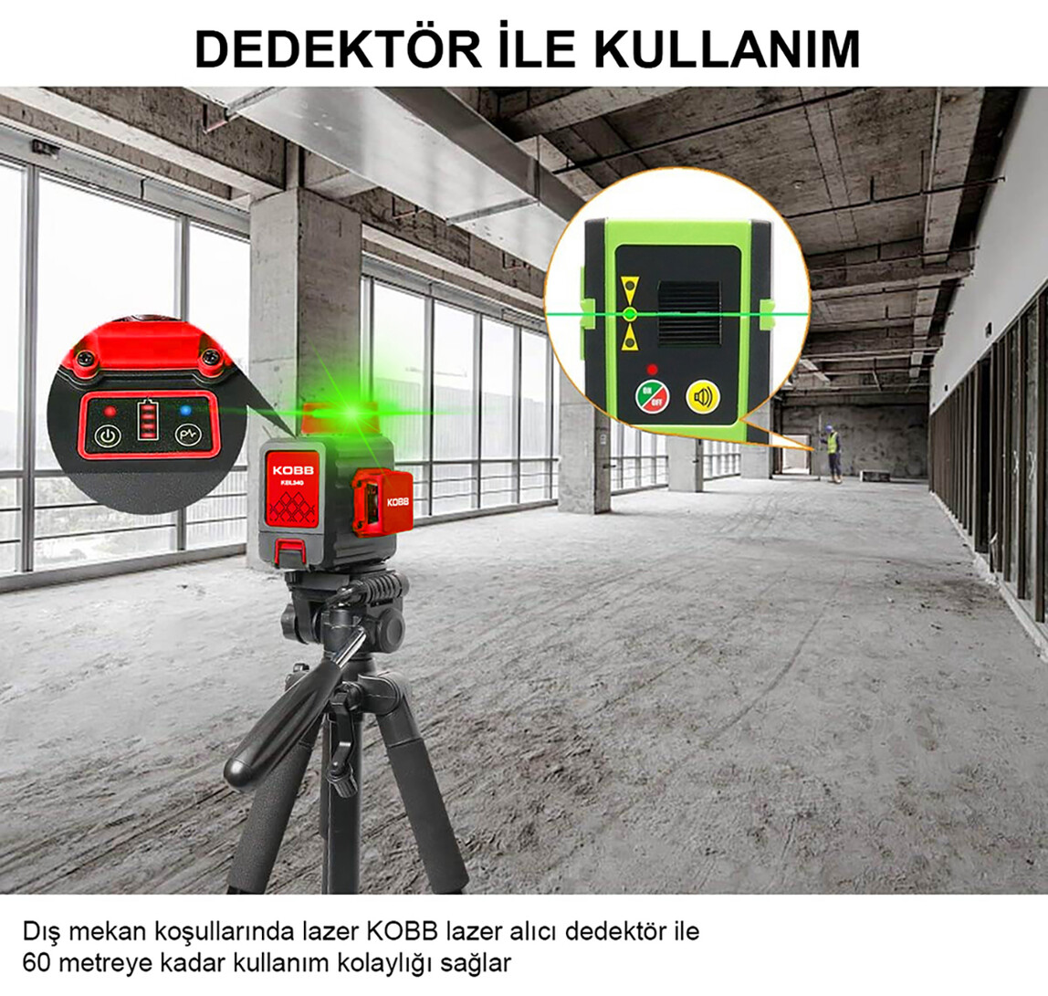    KOBB KBL34G 40 Metre Yeşil Çapraz Çizgi Lazer Distomat  