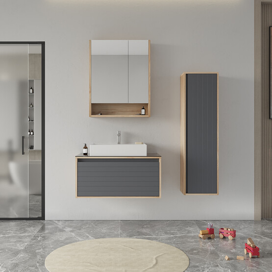Bonitobagno Prato 80 cm Banyo Dolabı Alt Modül Antrasit