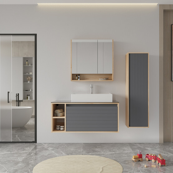 Bonitobagno Prato 100 cm Banyo Dolabı Alt Modül Antrasit
