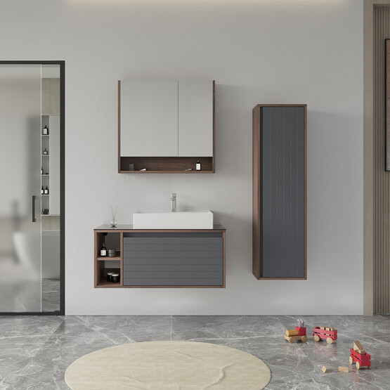 Bonitobagno Prato 100 cm Banyo Dolabı Alt Modül Antrasit