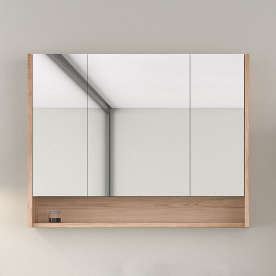 Bonitobagno Alberi Legnano Aynalı 100 cm Banyo Dolabı Üst Modül Açık Ceviz