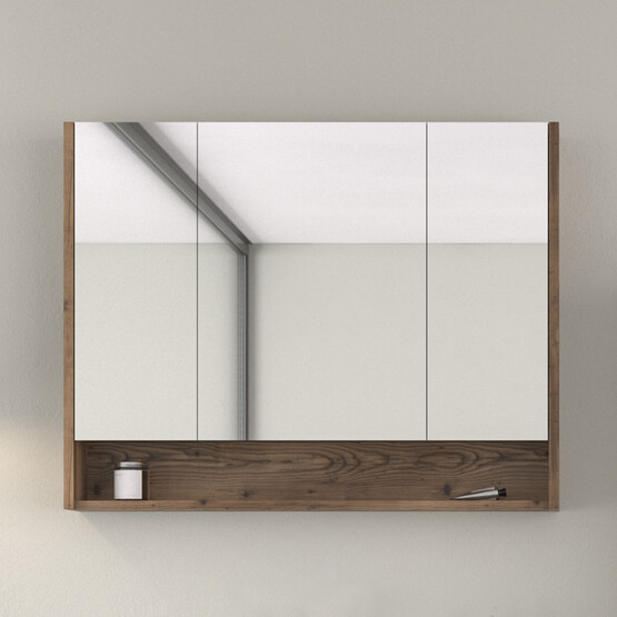 Bonitobagno Alberi Navaro Aynalı 100 cm Banyo Dolabı Üst Modül Ceviz