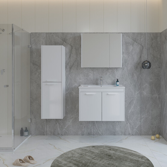 Bonitobagno Coste Aynalı 80 cm Banyo Dolabı Üst Modül Antrasit