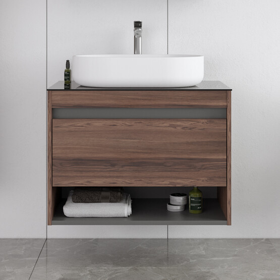 Bonitobagno Alberi Navaro 70 cm Banyo Dolabı Alt Modül Ceviz