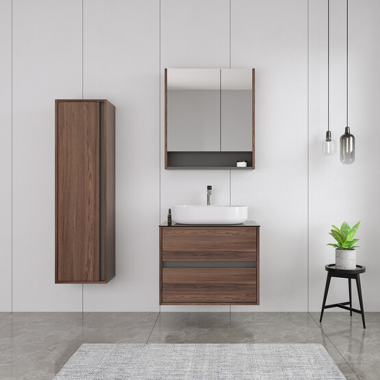 Bonitobagno Alberi Navaro Aynalı 60 cm Banyo Dolabı Üst Modül Ceviz