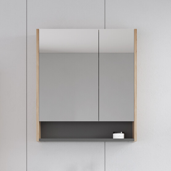 Bonitobagno Alberi Legnano Aynalı 60 cm Banyo Dolabı Üst Modül Açık Ceviz